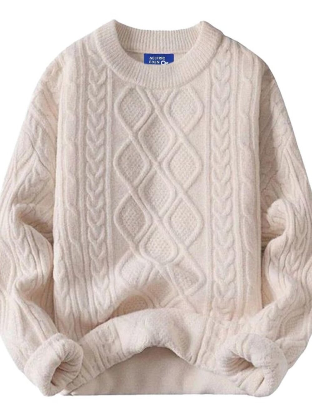 Oversized Sweater 90s Vintage Cable Knit Long Sleeve Women Heavy Crewneck